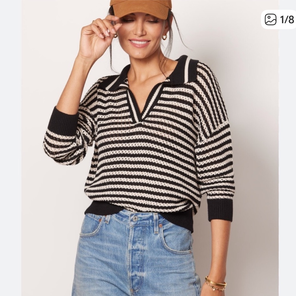 525 America Black striped polo